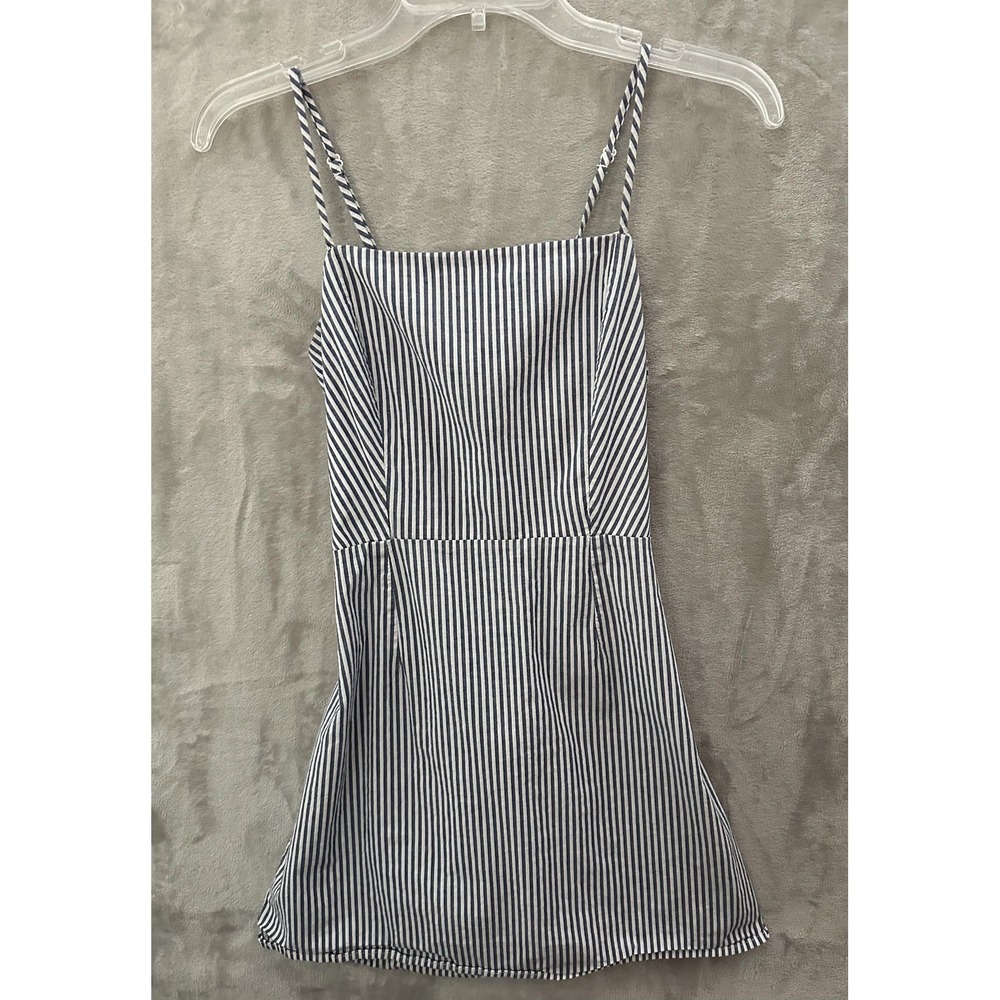 Kendall & Kylie Dress Womens Medium Blue White Striped Tie Back Tank Mini USA‎